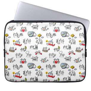 Capa Para Notebook Gatos engraçados, leite e magia.