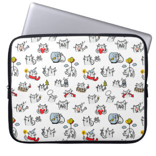 Capa Para Notebook Gatos engraçados, leite e magia.