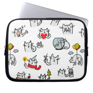 Capa Para Notebook Gatos engraçados, leite e magia.