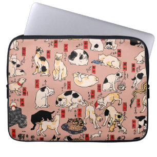 Capa Para Notebook Gatos Japoneses Xilogravura ukiyo-e Kitty Vintage