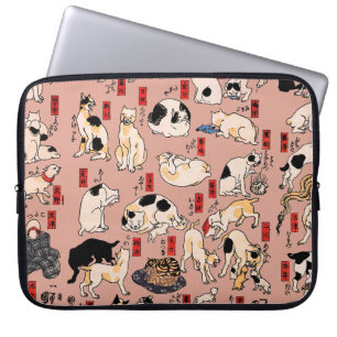 Capa Para Notebook Gatos Japoneses Xilogravura ukiyo-e Kitty Vintage