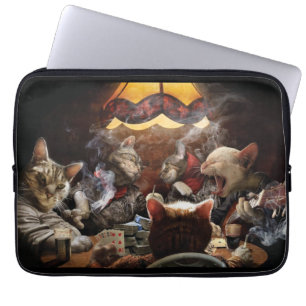 Capa Para Notebook Gatos jogando pôquer