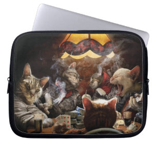 Capa Para Notebook Gatos jogando pôquer