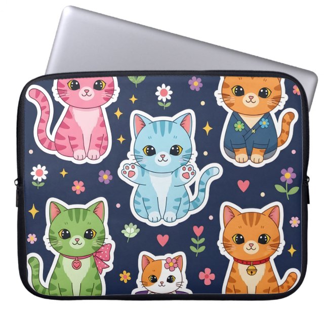 Capa Para Notebook Gatos Kawaii Fofos Presente de Gato Engraçado para (Frente)