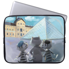 Capa Para Notebook Gatos Louvre Paris - Estojo para Laptop