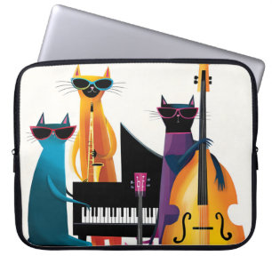 Capa Para Notebook Gatos Músicos de Jazz Legal