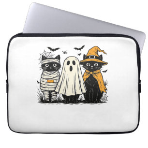 Capa Para Notebook Gatos Negros em Figurinos de Halloween - Fantasma,