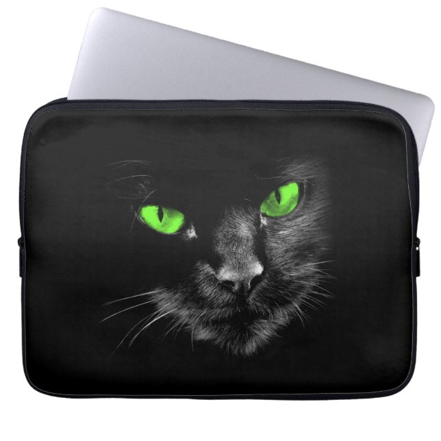 Capa Para Notebook Gatos Pretos Reinam - Olhos Verdes (Frente)