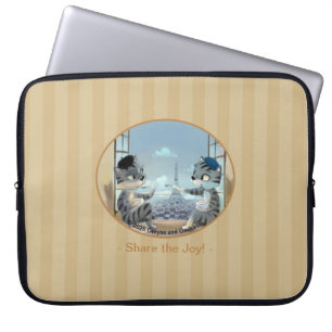 Capa Para Notebook Gatos & Torre Eiffel - Paris Joy Capinha para Lapt