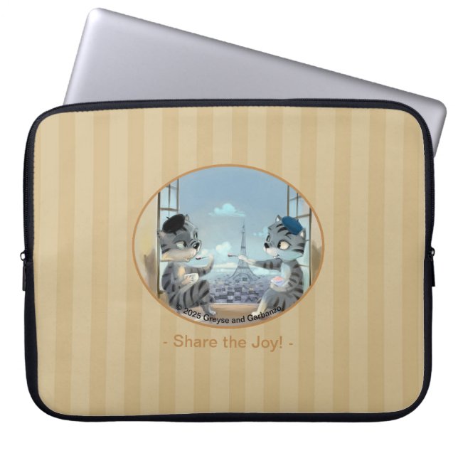 Capa Para Notebook Gatos & Torre Eiffel - Paris Joy Capinha para Lapt (Frente)