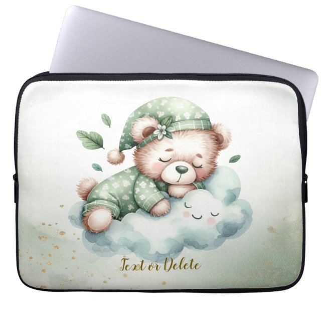 Capa Para Notebook Gelado de Urso Verde Dormindo (Frente)