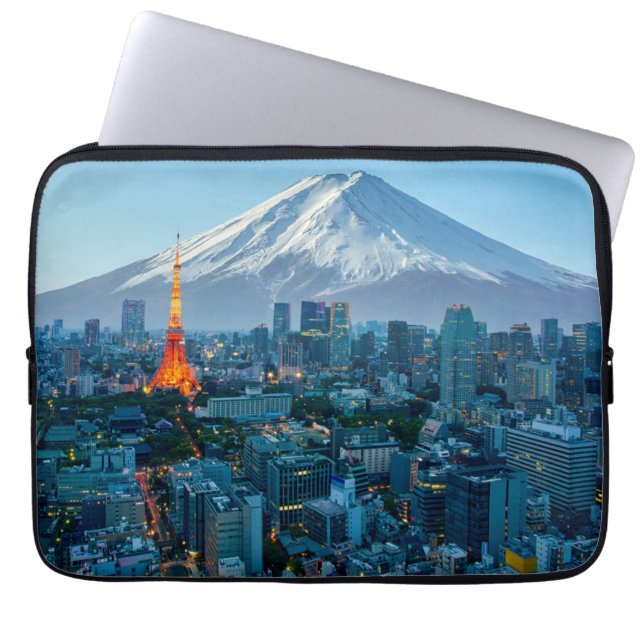 Capa Para Notebook Gelo e neve | Linha telefônica do Monte Fuji & Tok (Frente)