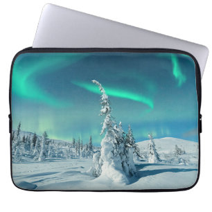 Capa Para Notebook Gelo e neve   Luzes Nortes, Lapónia, Finlândia