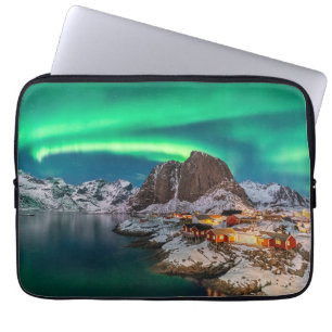 Capa Para Notebook Gelo e neve Luzes Nortes, Noruega