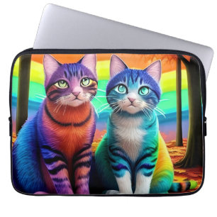 Capa Para Notebook Gêmeos da arte digital de gatos-56467