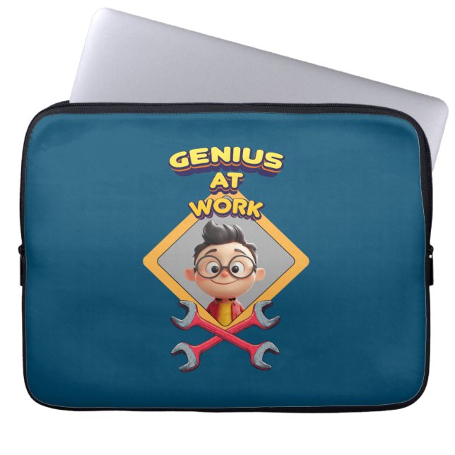 Capa Para Notebook gênio trabalhar diversão geek reparo animação comp (Frente)