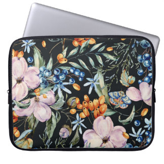 Capa Para Notebook Gentle Watercolor: Berries Florais Cor-de-Rosa