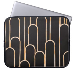 Capa Para Notebook Geometria da Arte Deco: Papel de parede Dourado de