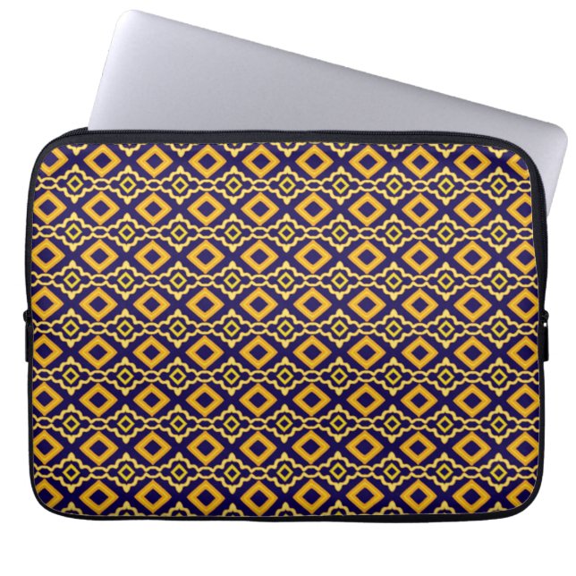 Capa Para Notebook Geometric Diamond Navy Gold Print (Frente)