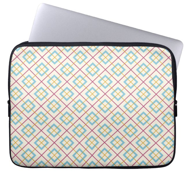 Capa Para Notebook Geometric Diamond Pattern Pastel Pink and Blue (Frente)