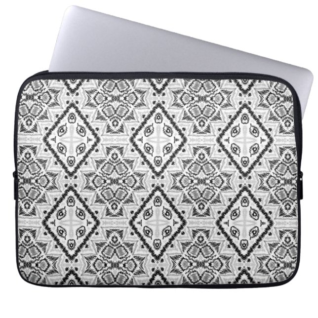 Capa Para Notebook Geométrico, padrão, preto e branco (Frente)