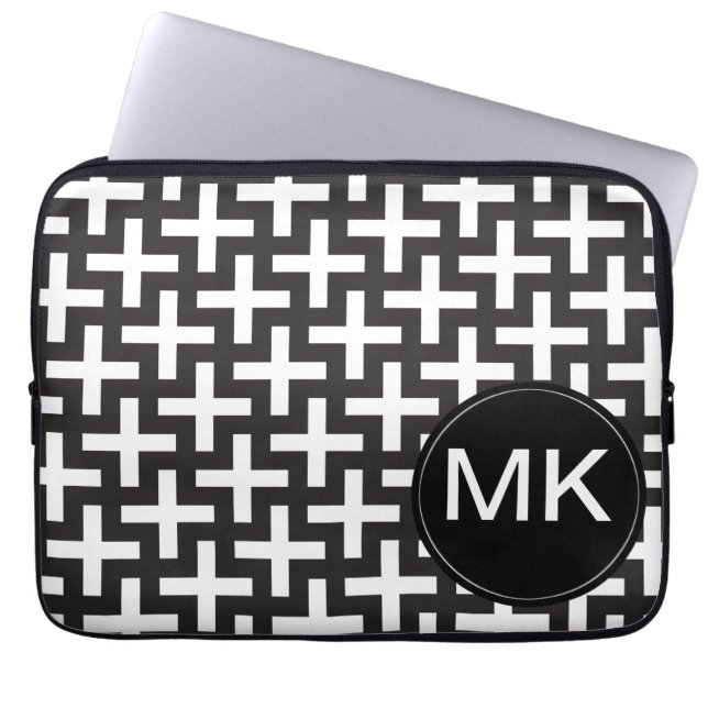 Capa Para Notebook Geométrico preto e branco (Frente)