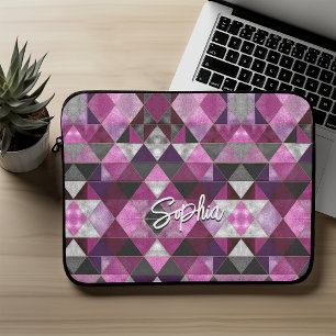 Capa Para Notebook Geométrico rosa roxo cinza Chic
