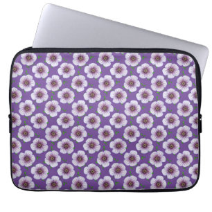 Capa Para Notebook Gerânio roxo azul floral em alguma cor