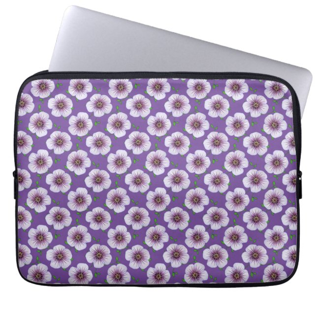 Capa Para Notebook Gerânio roxo azul floral em alguma cor (Frente)