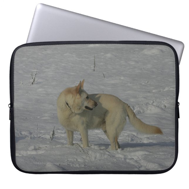 Capa Para Notebook German shepherd branco na neve (Frente)