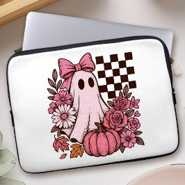 Capa Para Notebook Ghost Girl retrorada cor-de-rosa com Arco Hallowee