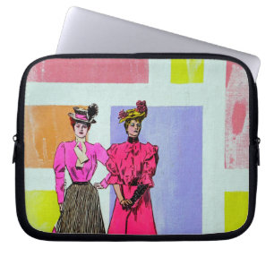 Capa Para Notebook Gibson Girls em um padrão mondriano