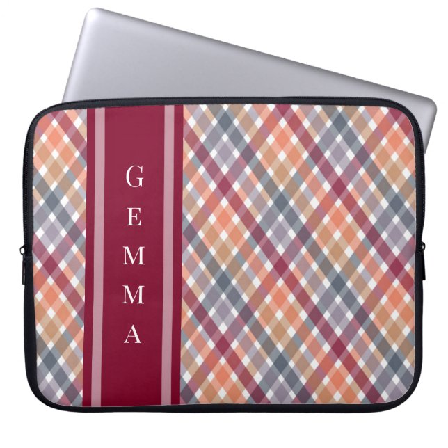 Capa Para Notebook Gingham de Outono (Frente)