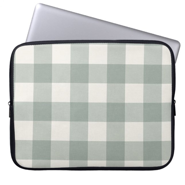 Capa Para Notebook Gingham grande controla xadrez verde-luz (Frente)