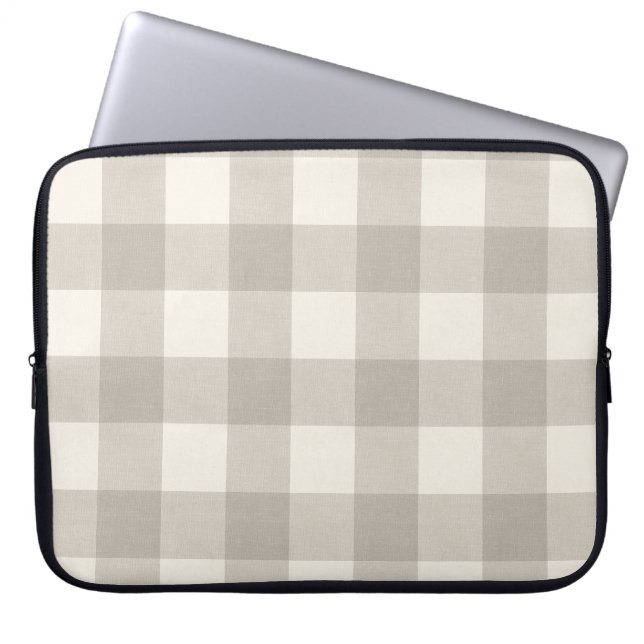 Capa Para Notebook Gingham verifica bege neutro xadrez (Frente)