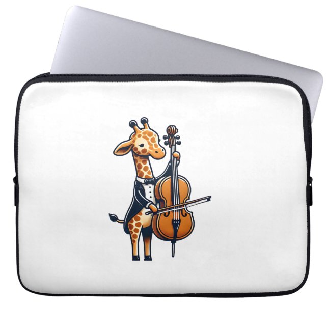 Capa Para Notebook Girafa Bonita Tocando Cello Girafas Músicas (Frente)