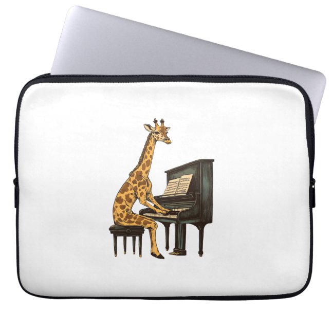 Capa Para Notebook Girafa Bonita Tocando Piano Girafas Músicas (Frente)