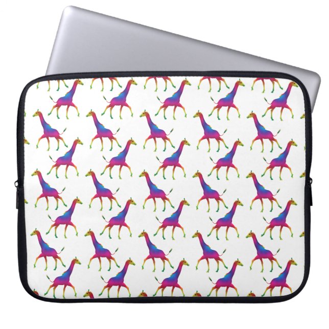 Capa Para Notebook Girafa Colorida Arco-Íris (Frente)