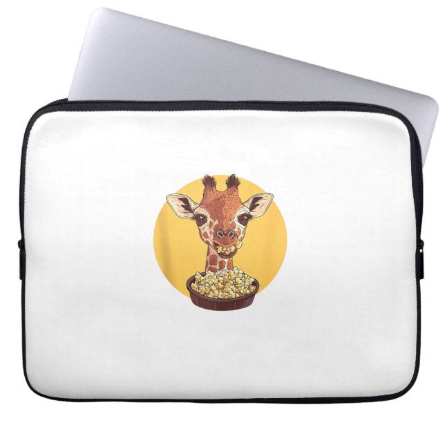 Capa Para Notebook Girafa com humor animal de animação de pipoca (Frente)