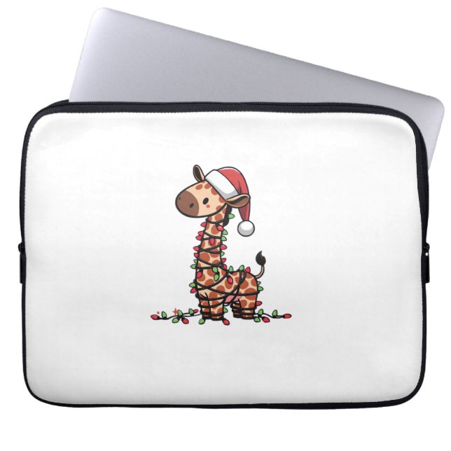 Capa Para Notebook Girafa de Natal linda Girafa (Frente)