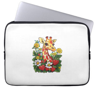 Capa Para Notebook Girafa Morangos e Flores Gira Gráfica Cuta