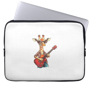 Capa Para Notebook Girafa Vestindo óculos de sol tocando violão músic