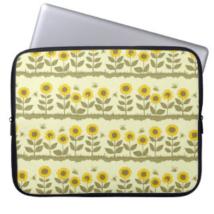 Capa Para Notebook Girassóis e abelhas, de cor branca, sem soldadura