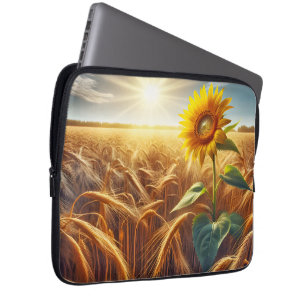 Capa Para Notebook Girassol Solitário No Campo Do Trigo