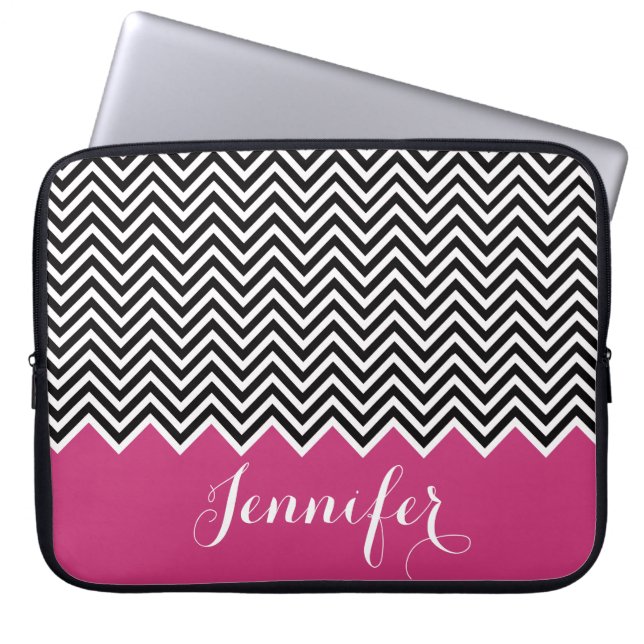 Capa Para Notebook GIRLY HOT PINK MAGENTA - Preto - Branco - Personal (Frente)