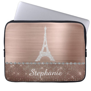 Capa Para Notebook Girly Rosa Dourado Diamond Sparkle Paris Personali