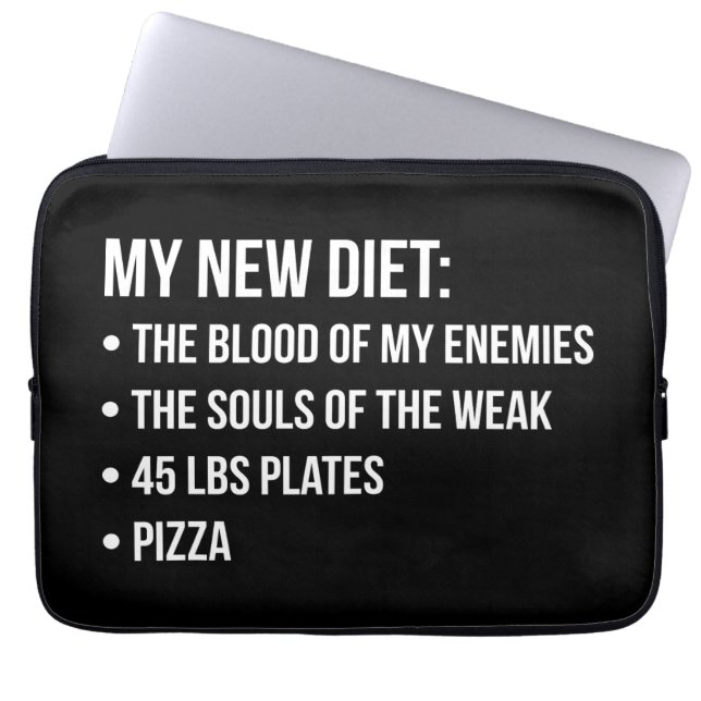 Capa Para Notebook Giro Humor - Dieta - Sangue, Almas, Pizza - Engraç (Frente)