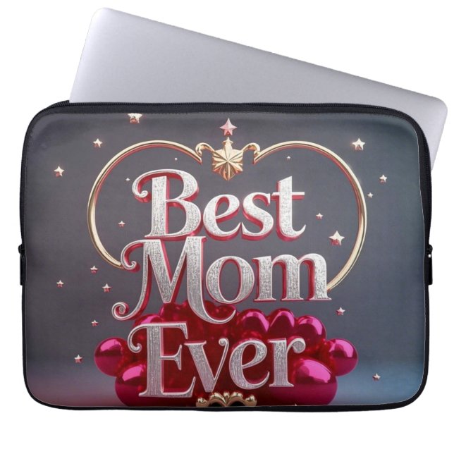 Capa Para Notebook Glam Bling Prata Dourada Melhor Mãe (Frente)