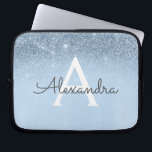 Capa Para Notebook Glam Blue Glitter e Sparkle Chic Monogramas<br><div class="desc">Minúsculo de Ombre Azul e Minúsculo,  moderno e elegante caso de monograma. Esse caso pode ser personalizado para incluir seu nome inicial e próprio.</div>
