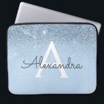 Capa Para Notebook Glam Blue Glitter e Sparkle Chic Monogramas<br><div class="desc">Minúsculo de Ombre Azul e Minúsculo,  moderno e elegante caso de monograma. Esse caso pode ser personalizado para incluir seu nome inicial e próprio.</div>